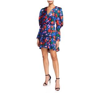 NWT WAYF Eva Blue floral puff sleeve mini dress